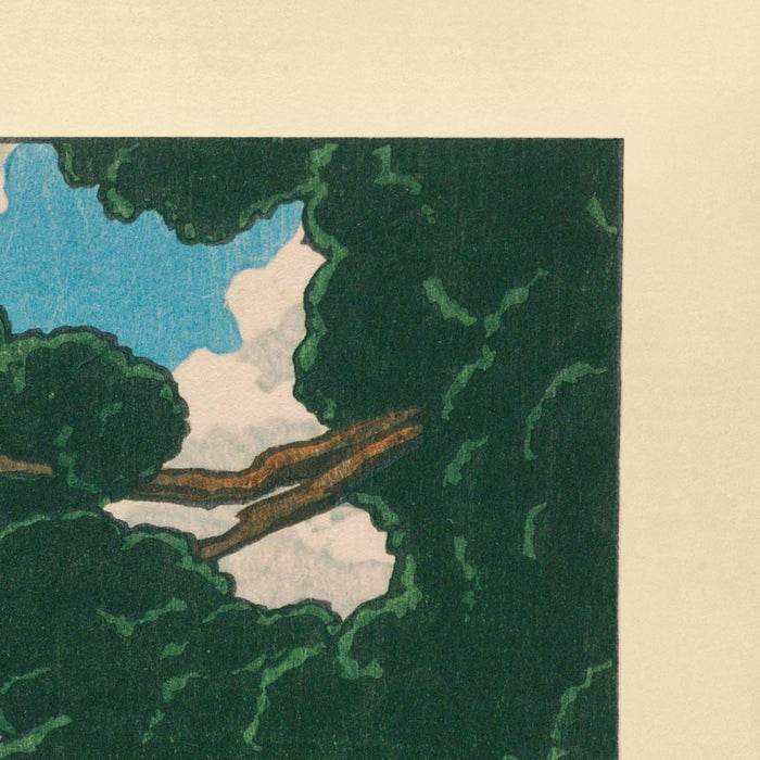 Children Playing at Kumagai Dairaidou Shrine by Hasui Kawase, 1935