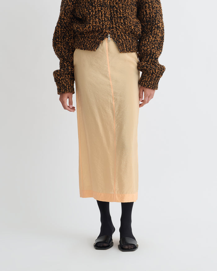 Ciar - Crepe Organza Mid-Length Skirt - Apricot