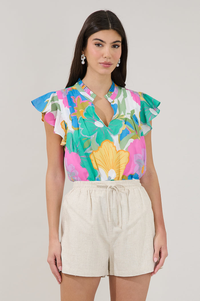 Cindi Ruffle Top Floral