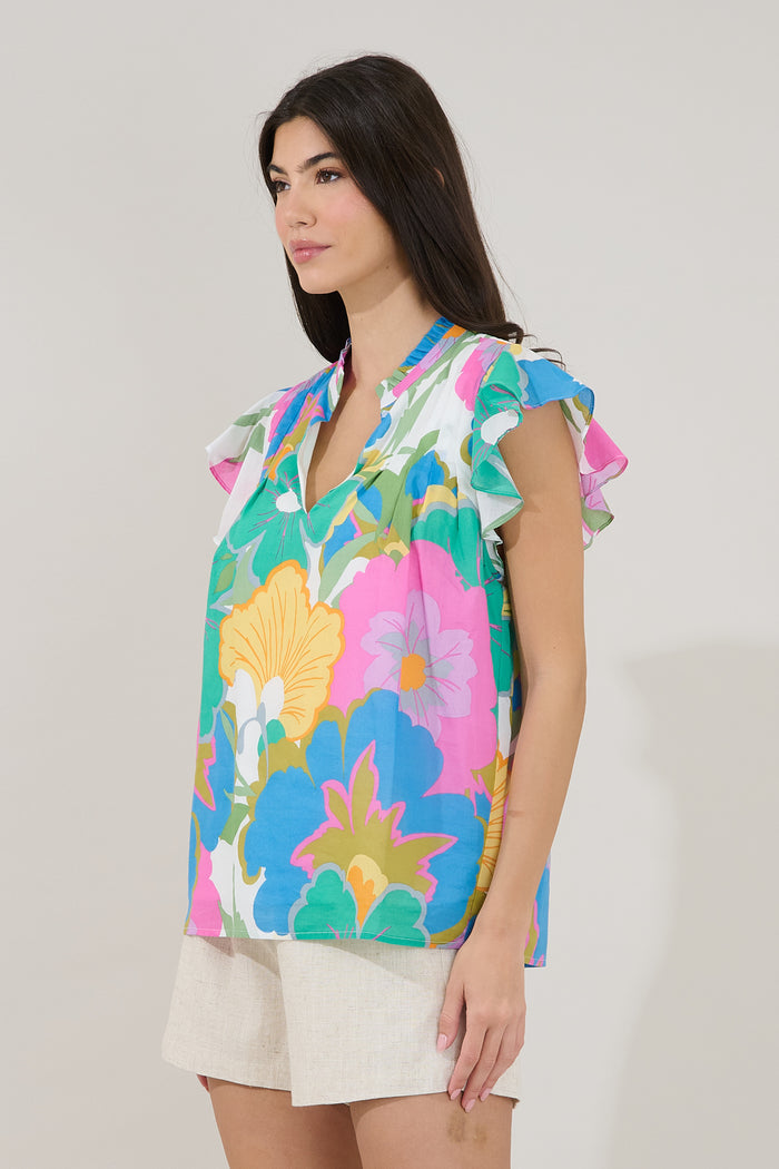 Cindi Ruffle Top Floral