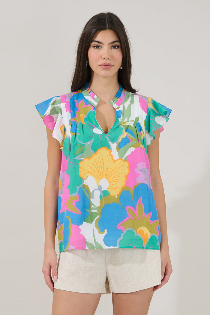 Cindi Ruffle Top Floral