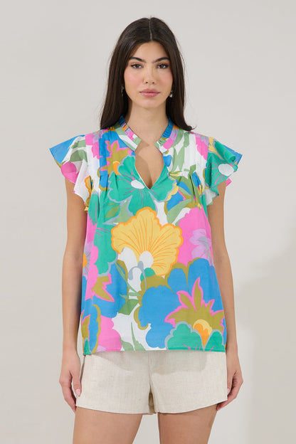 Cindi Ruffle Top Floral