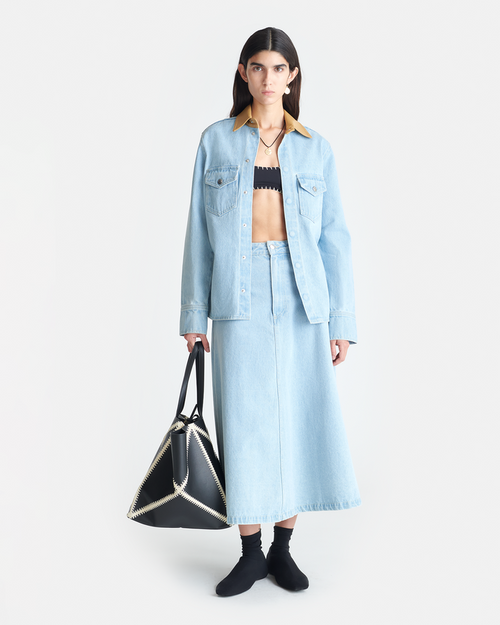 Cintia - Denim midi skirt - Eco Bleach