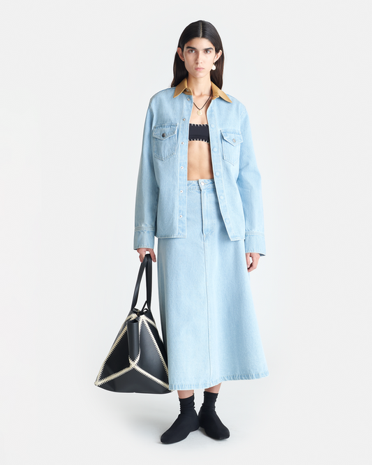 Cintia - Denim midi skirt - Eco Bleach