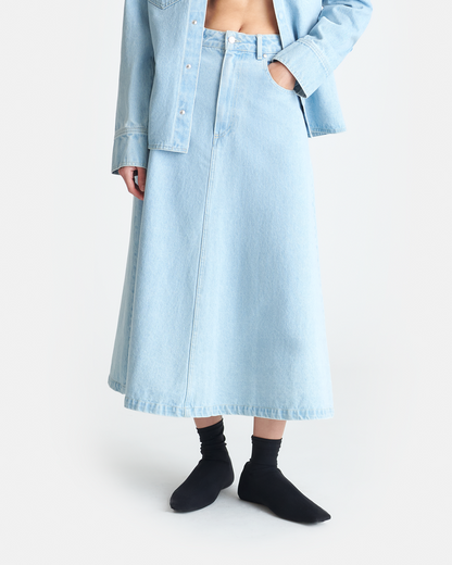 Cintia - Denim midi skirt - Eco Bleach