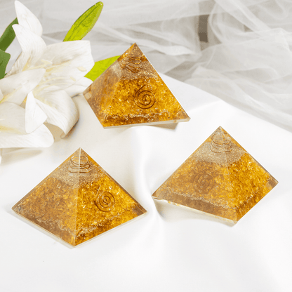 Citrine Orgone Pyramid, Crystal Energy Pyramid