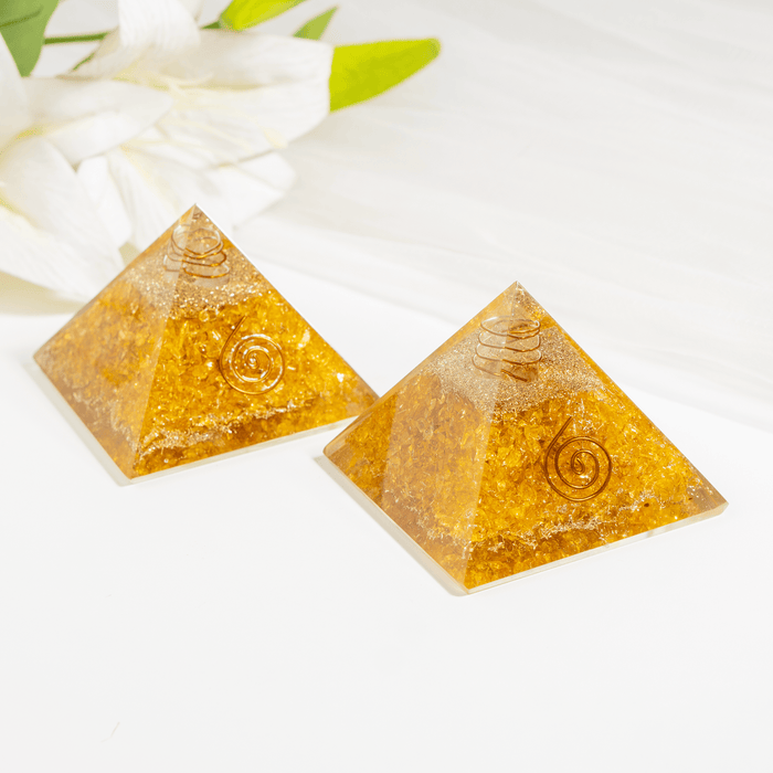Citrine Orgone Pyramid, Crystal Energy Pyramid