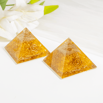 Citrine Orgone Pyramid, Crystal Energy Pyramid