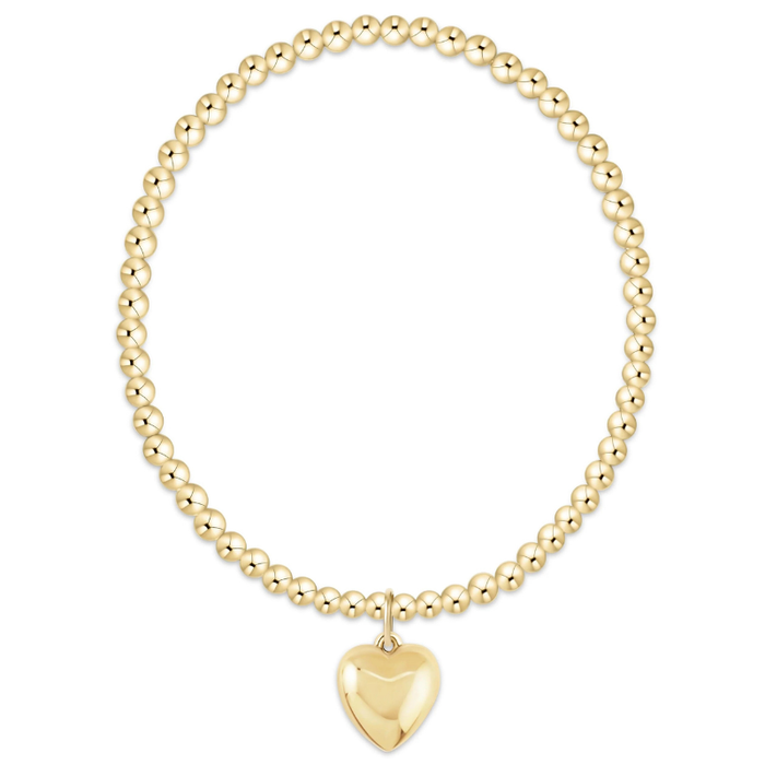 Classic Gold 3mm Bracelet - Love Plush Gold Charm - Becket Hitch