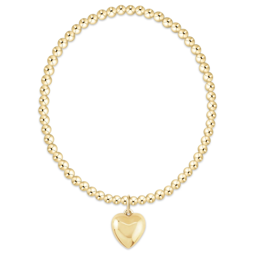Classic Gold 3mm Bracelet - Love Plush Gold Charm - Becket Hitch