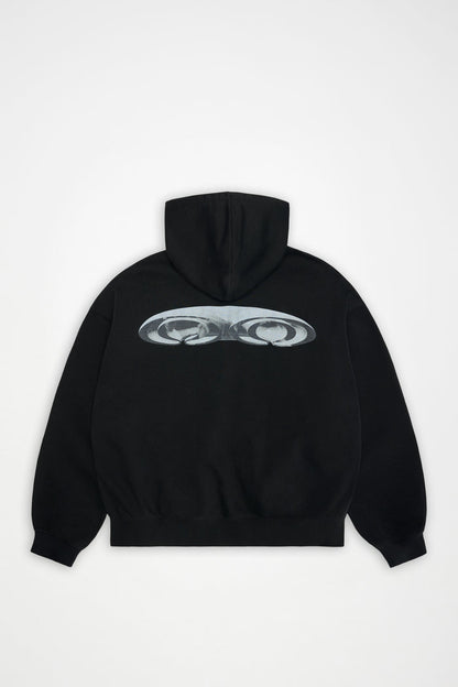 RAINS Classic Zip Hoodie Splash 3D Black Long Sleeve