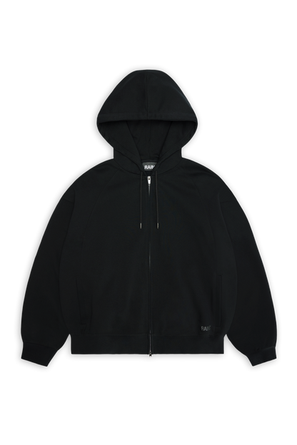 RAINS Classic Zip Hoodie Splash 3D Black Long Sleeve