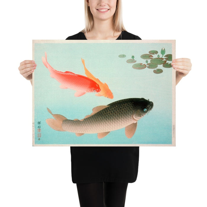 Common and Golden Carp by Ohara Koson, 1935