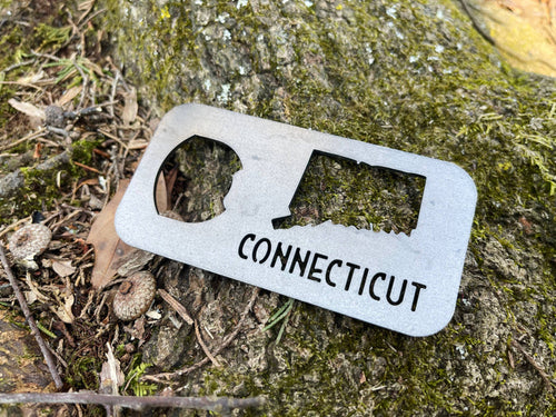 Connecticut State Rectangle Raw Steel Bottle Opener