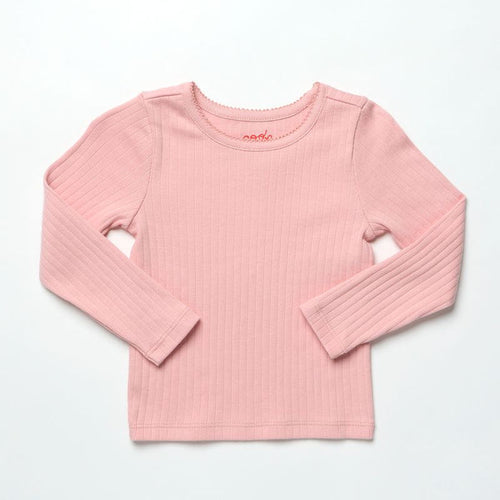 Coop Kids By Pink Chicken Long Sleeve Seesaw Rib Tee in Pink