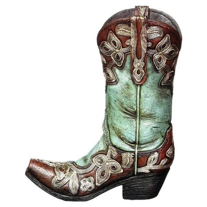 Cowgirl Boot Resin Vase Side