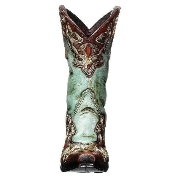 Cowgirl Boot Resin Vase Front