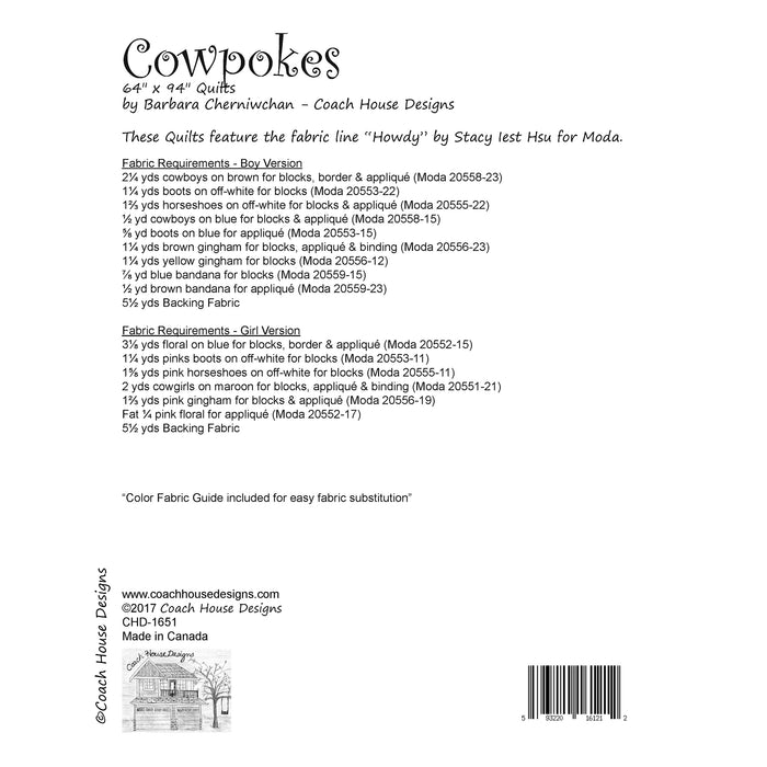 Cowpokes Downloadable PDF Quilt Pattern