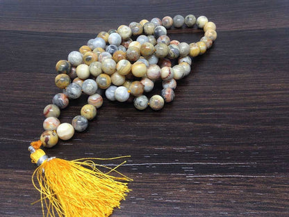 Crazy Lace Agate Gemstone Mala, 108 Prayer Bead Mala.