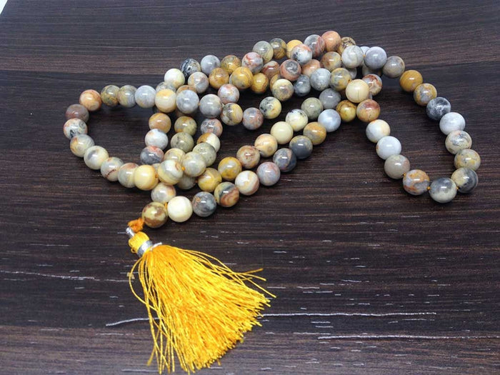 Crazy Lace Agate Gemstone Mala, 108 Prayer Bead Mala.