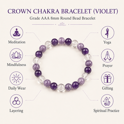 CROWN Chakra Crystal Bracelet
