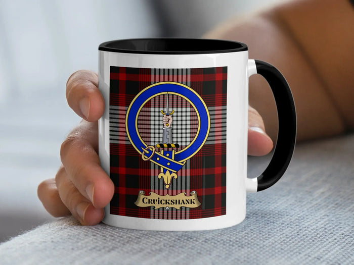 Cruickshank tartan mug with a coloured accent handle and interior