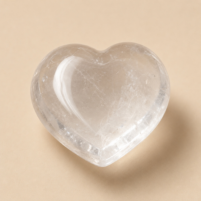Crystal Quartz Heart Crystal, Puffy Mini 1 Inch Pocket Crystal Heart