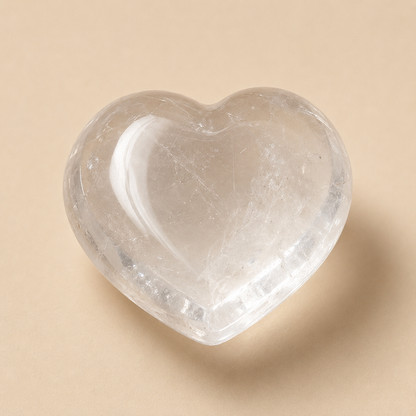 Crystal Quartz Heart Crystal, Puffy Mini 1 Inch Pocket Crystal Heart