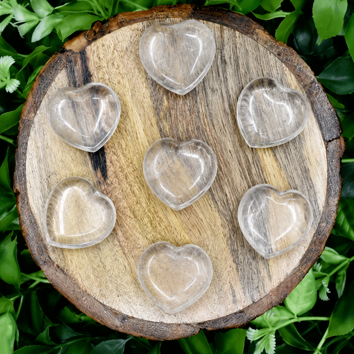 Crystal Quartz Heart Crystal, Puffy Mini 1 Inch Pocket Crystal Heart