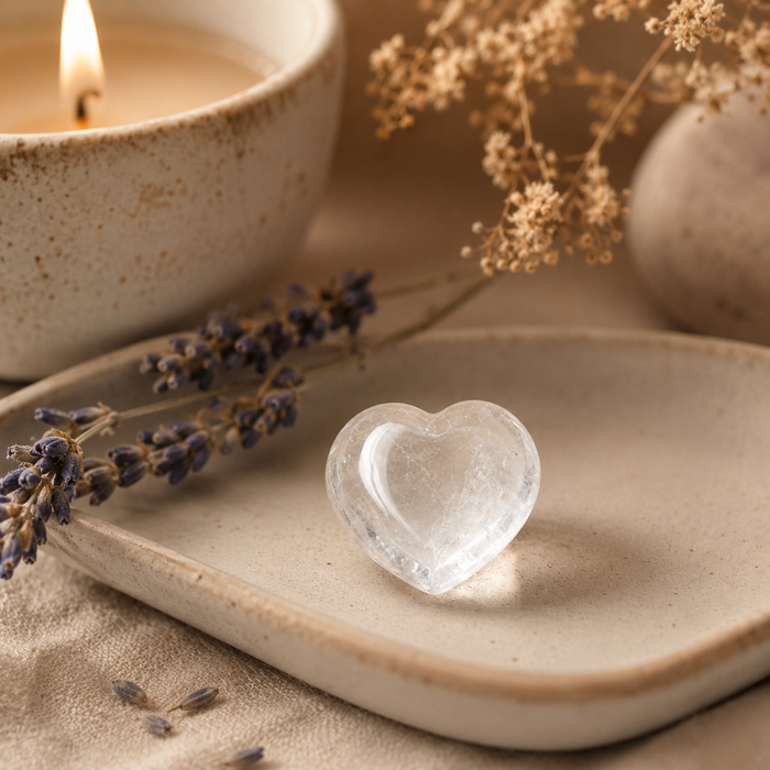 Crystal Quartz Heart Crystal, Puffy Mini 1 Inch Pocket Crystal Heart
