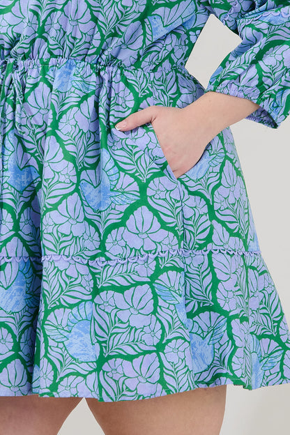 Dabria Split Neck Mini Dress Floral Curve