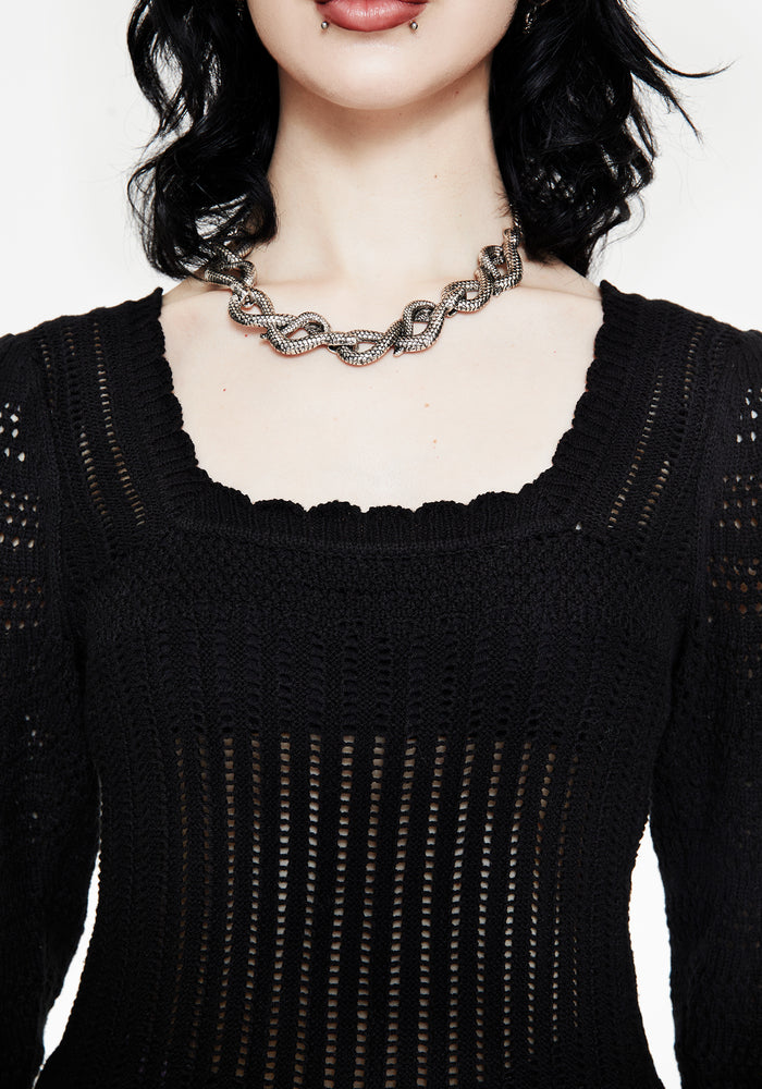 Danica Ladder Stitch Square Neck Knit Top