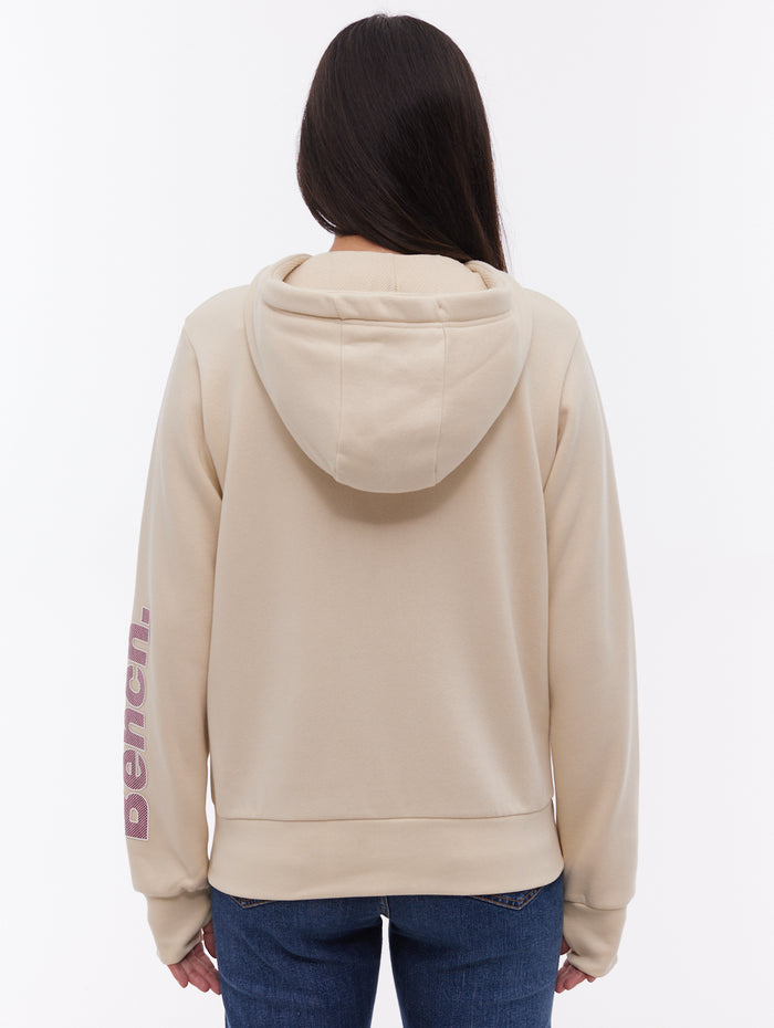 Darcine Zip-Up Hoodie with Sleeve Logo - White