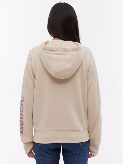 Darcine Zip-Up Hoodie with Sleeve Logo - White