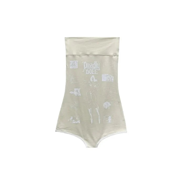 Deadly Doll Comic Graphic Tube Top White Bodysuit - SHENGLI ROAD MARKET