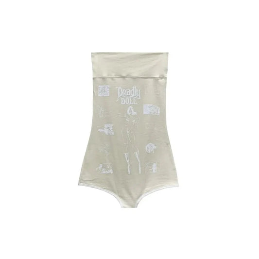 Deadly Doll Comic Graphic Tube Top White Bodysuit - SHENGLI ROAD MARKET