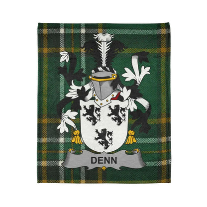 Denn Family Crest Green Tartan Blanket