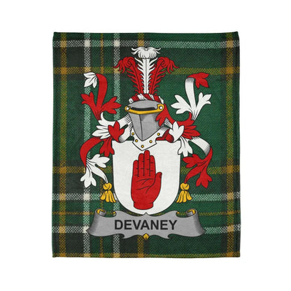 Devaney Family Crest Plaid Blanket with Pattern