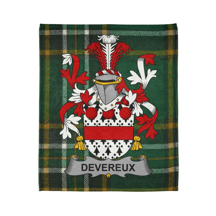 Devereux Family Crest Tartan Pattern Custom Blanket