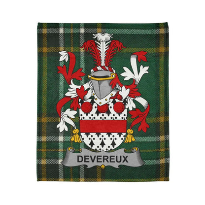 Devereux Family Crest Tartan Pattern Custom Blanket