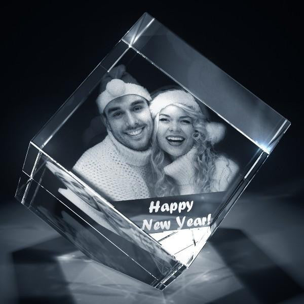 Christmas and New Year 3D Photo Crystal Diamond Shaped Cube