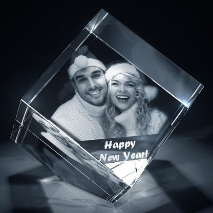Christmas and New Year 3D Photo Crystal Diamond Shaped Cube