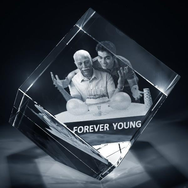 Father Birthday Diamond Shaped 3D Photo Crystal Cube
