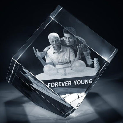 Father Birthday Diamond Shaped 3D Photo Crystal Cube