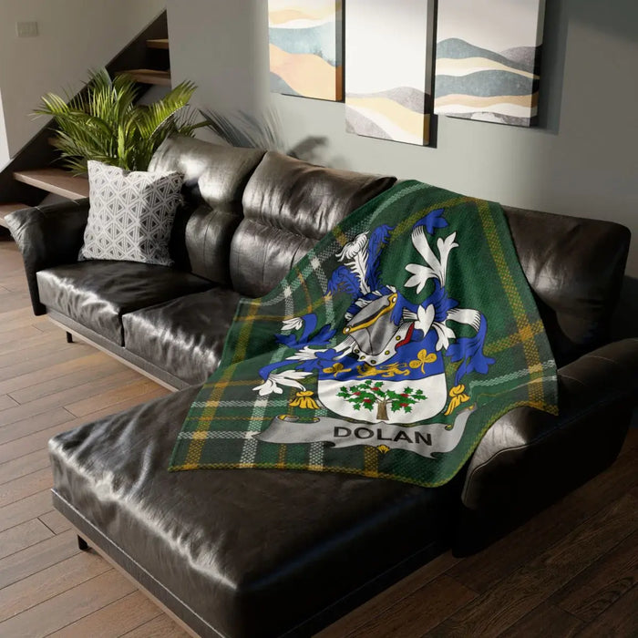 Dolan Family Crest Tartan Blanket for Cozy Home Decor