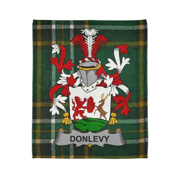 Donlevy Family Crest Green Tartan Blanket