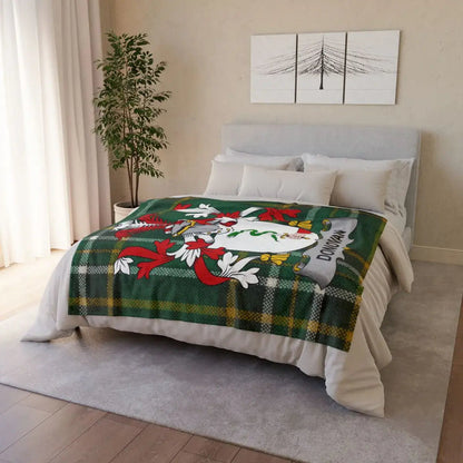 Donovan family crest blanket showing the Irish National Tartan pattern