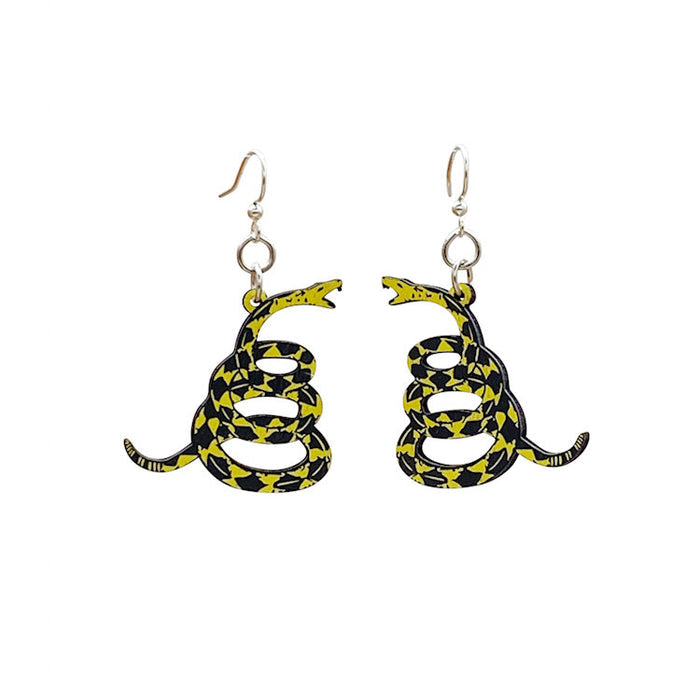 Don't Tread on Me Gadsden coiled snake earrings, made in USA