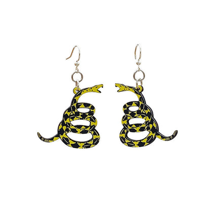 Don't Tread on Me Gadsden coiled snake earrings, made in USA