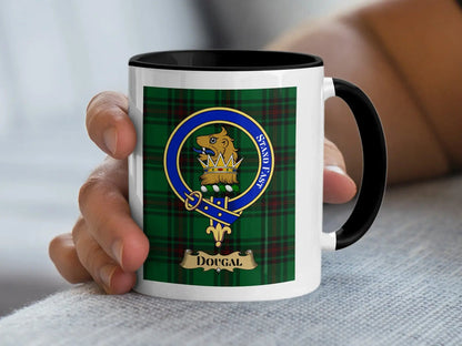 Dougal tartan mug with a coloured accent handle and interior